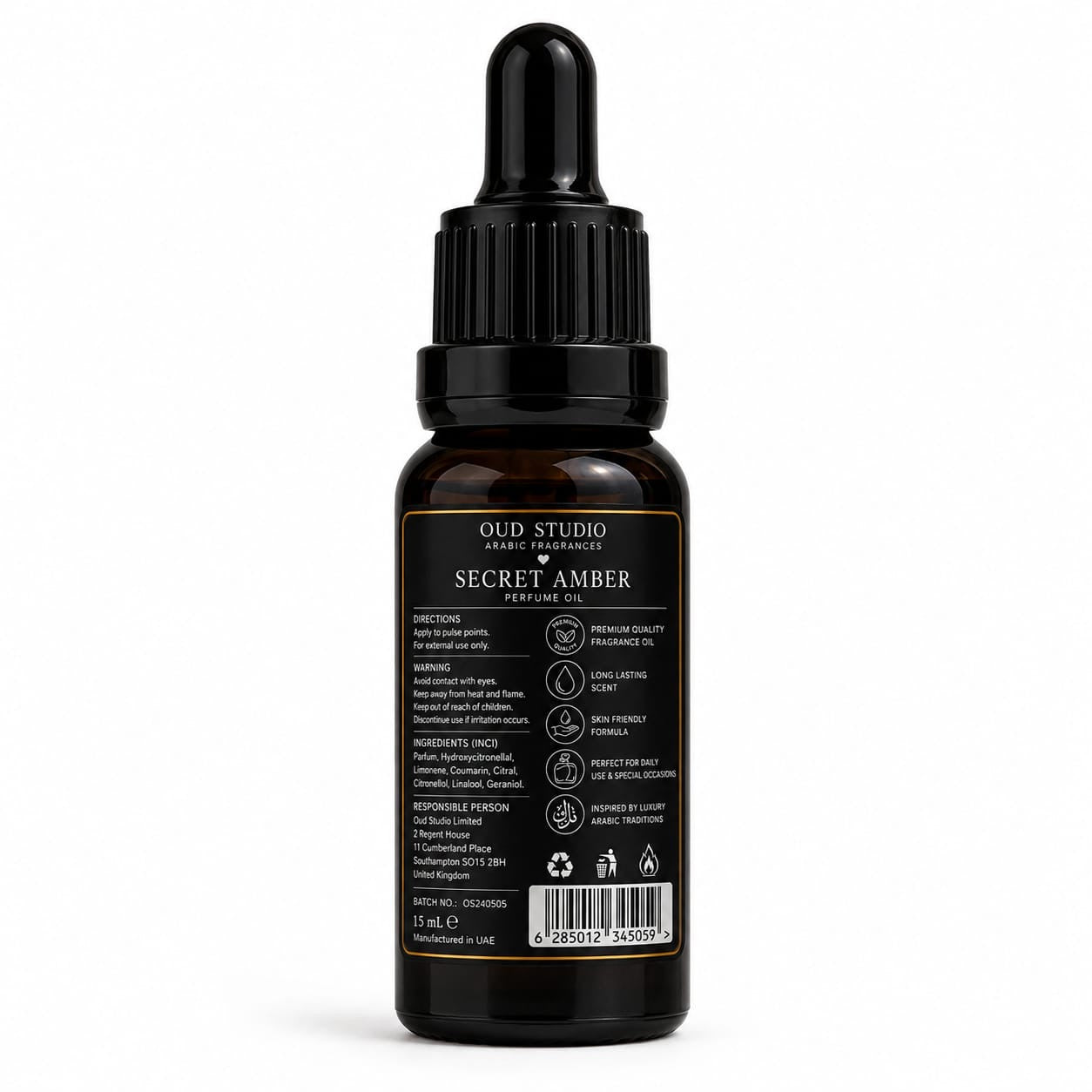 Secret Amber Perfume Oil 15ml | Luxury Arabic Fragrance by Oud Studio