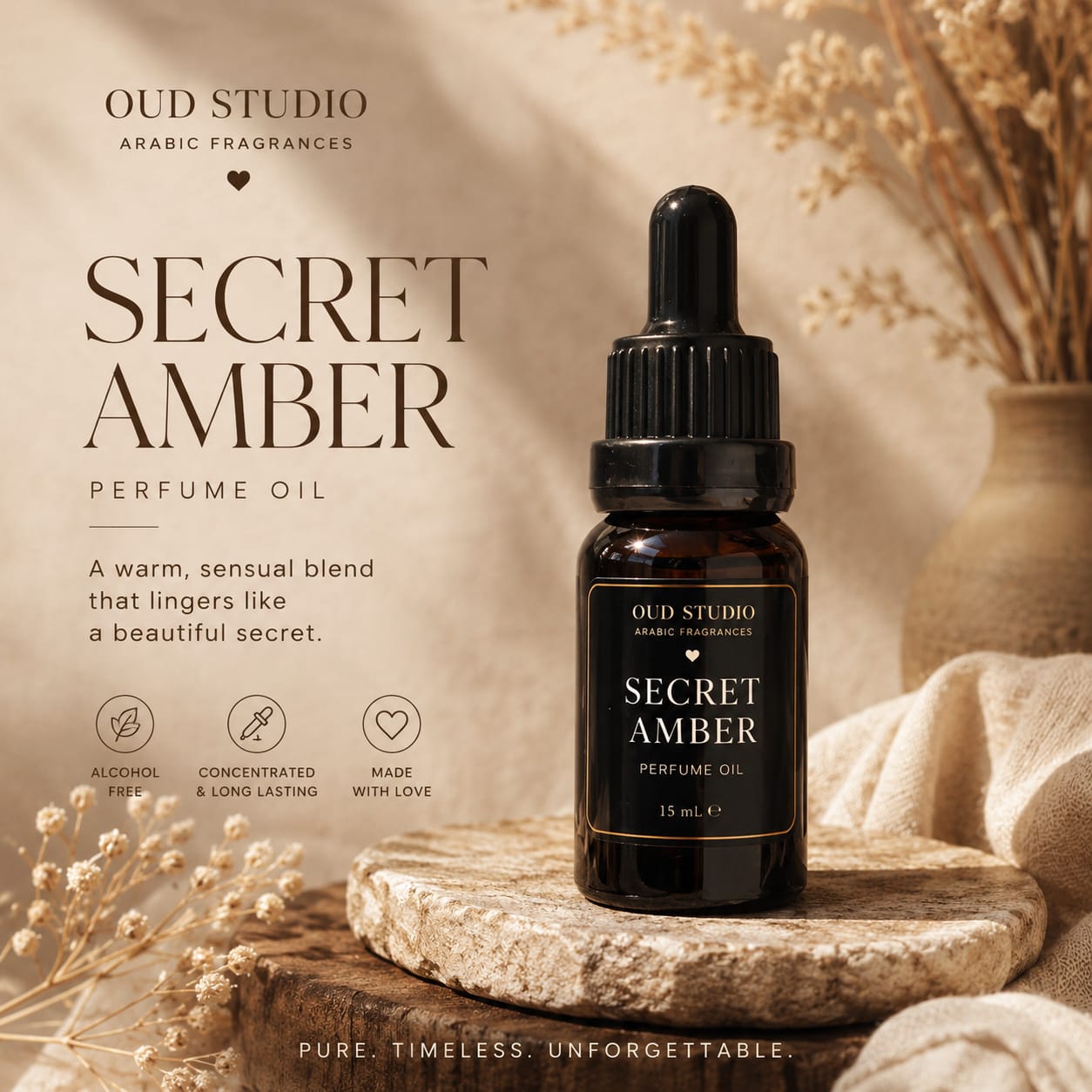 Secret Amber Perfume Oil 15ml | Luxury Arabic Fragrance by Oud Studio